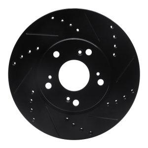 Acura ILX Brake Rotor (1) - Front Right - R1 Concepts - Drilled & Slotted - Black - `03-`17